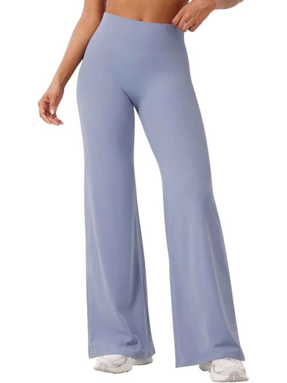 Women's Granite Blue No Front Seam Straight High Waist Imported Yoga Leggings